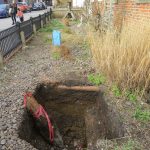Excavated Tabernacle Base in Hole Outside the Reading Room