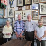 Mr Walker with Graham Denny, Valerie Baker and Wendy Gibbs inside the Reading Room